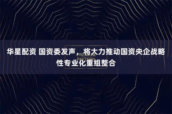 华星配资 国资委发声，将大力推动国资央企战略性专业化重组整合